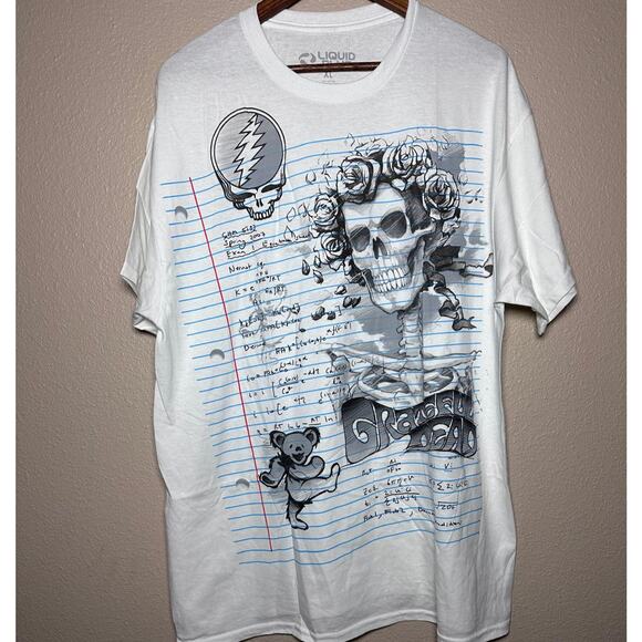 Liquid Blue 🧠 “Grateful Dead Notebook Skeleton” Graphic Tee – Size XL - Picture 1 of 7